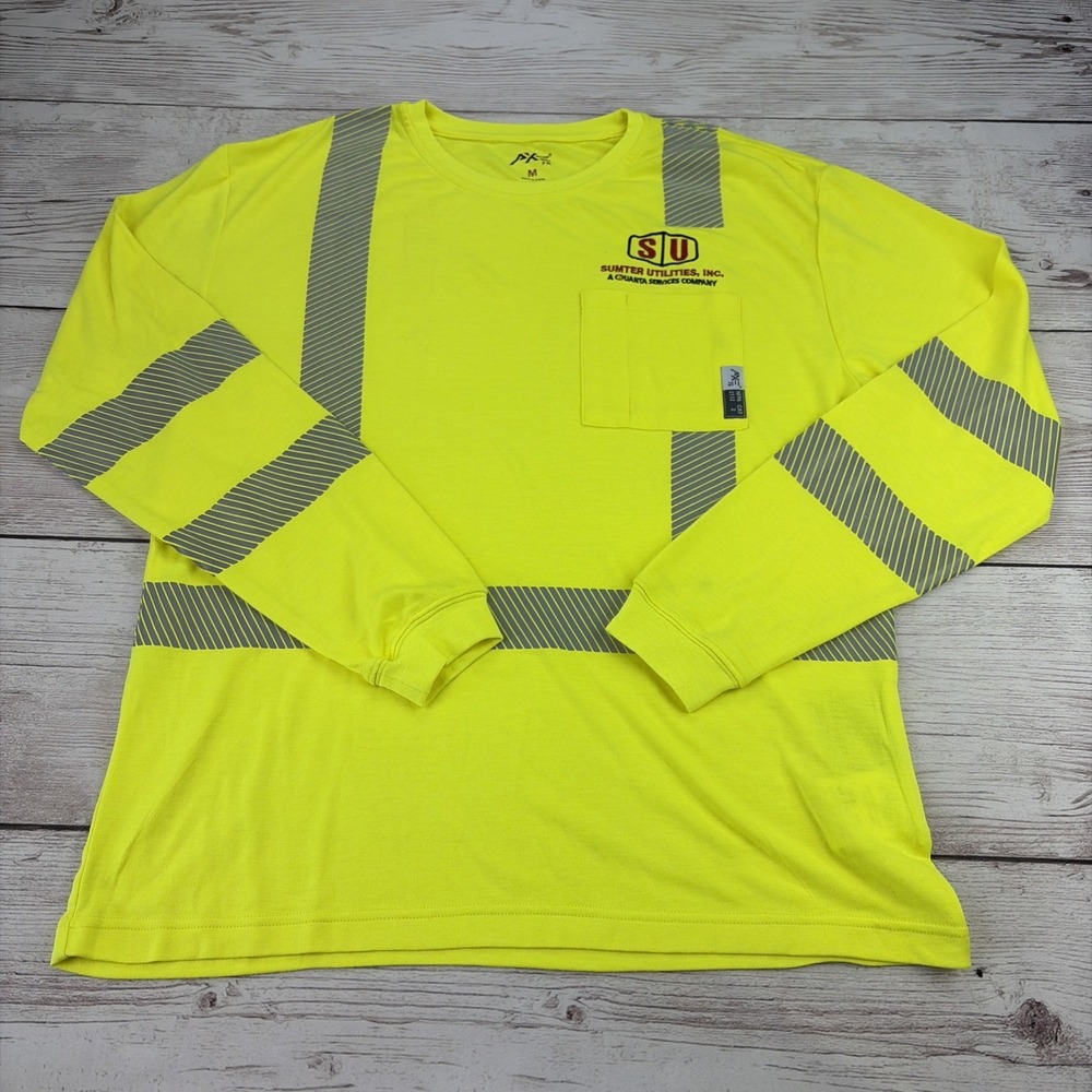AXE FR Men's M Hi-Viz Cat 2 Flame Resistant Reflective LS Work Shirt Yellow Logo